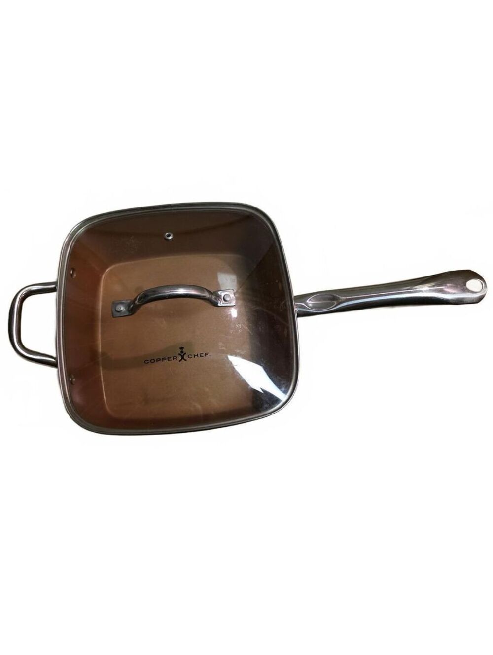 Copper Chef 9.5" Square Nonstick Skillet Pan +Glass Vent Lid